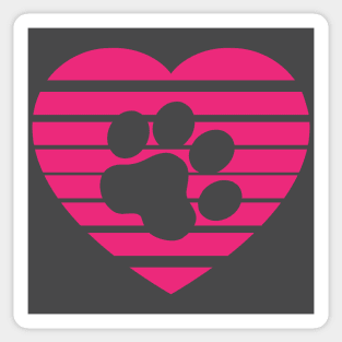 Cat Paw Heart Valentine - Magenta Sticker